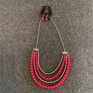 Paparazzi Hot Pink and Silver Necklace Set